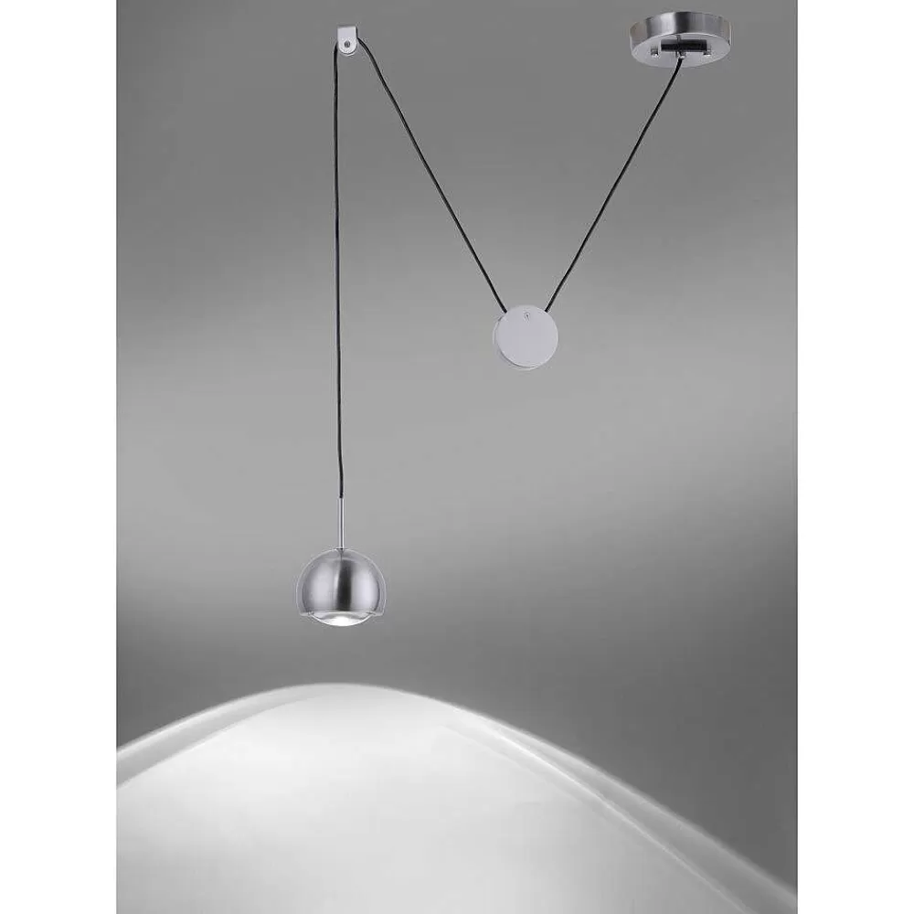 Paul Neuhaus Q-Serie Suspension Paul Neuhaus Q-Adam Led Acier Inoxydable, 1 Lumiere, Telecommandes, Changeur De Couleurs