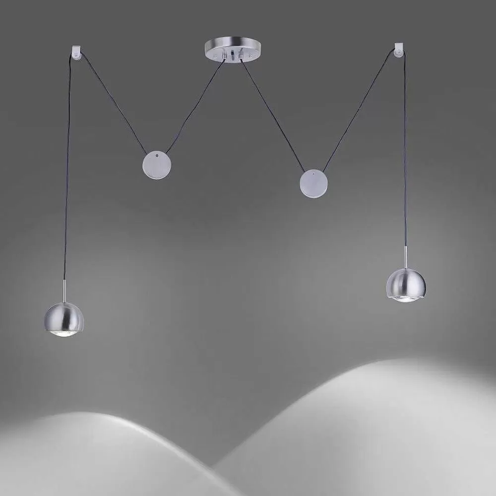 Paul Neuhaus Q-Serie Suspension Paul Neuhaus Q-Adam Led Acier Inoxydable, 2 Lumieres, Telecommandes, Changeur De Couleurs