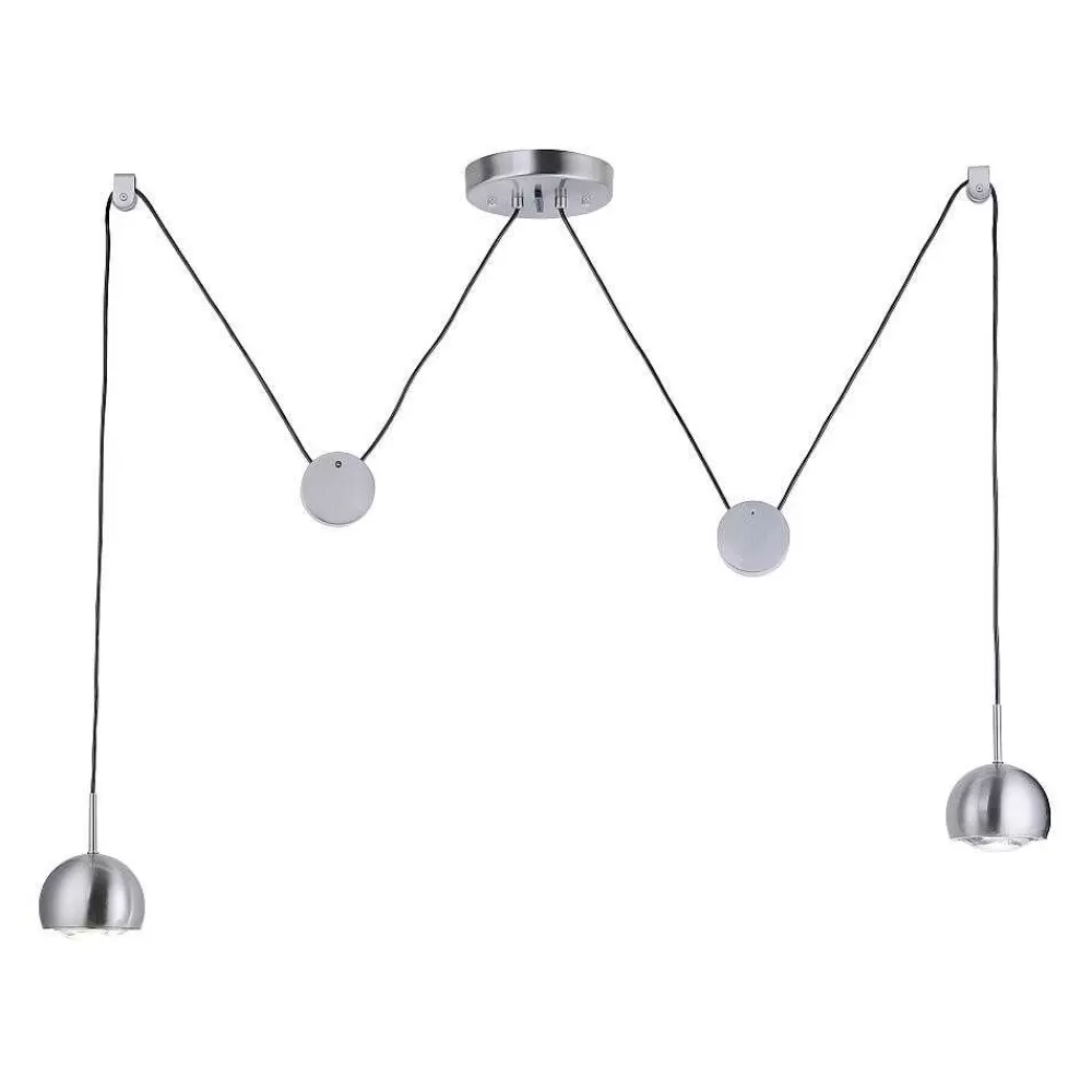Paul Neuhaus Q-Serie Suspension Paul Neuhaus Q-Adam Led Acier Inoxydable, 2 Lumieres, Telecommandes, Changeur De Couleurs