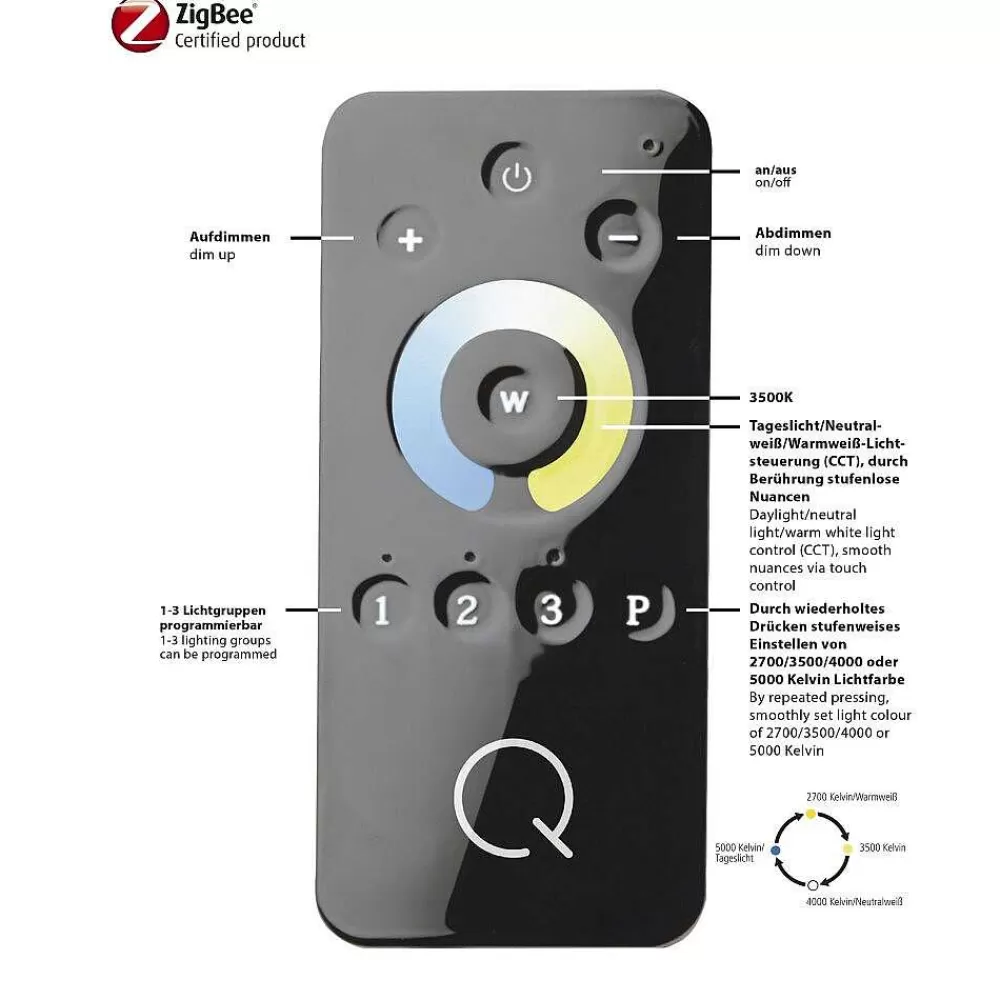Paul Neuhaus Q-Serie Suspension Paul Neuhaus Q-Cora Led Aluminium, 1 Lumiere, Telecommandes