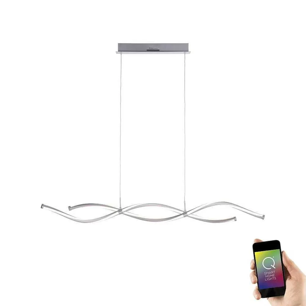 Paul Neuhaus Q-Serie Suspension Paul Neuhaus Q-Malina Led Nickel Mat, 2 Lumieres, Telecommandes