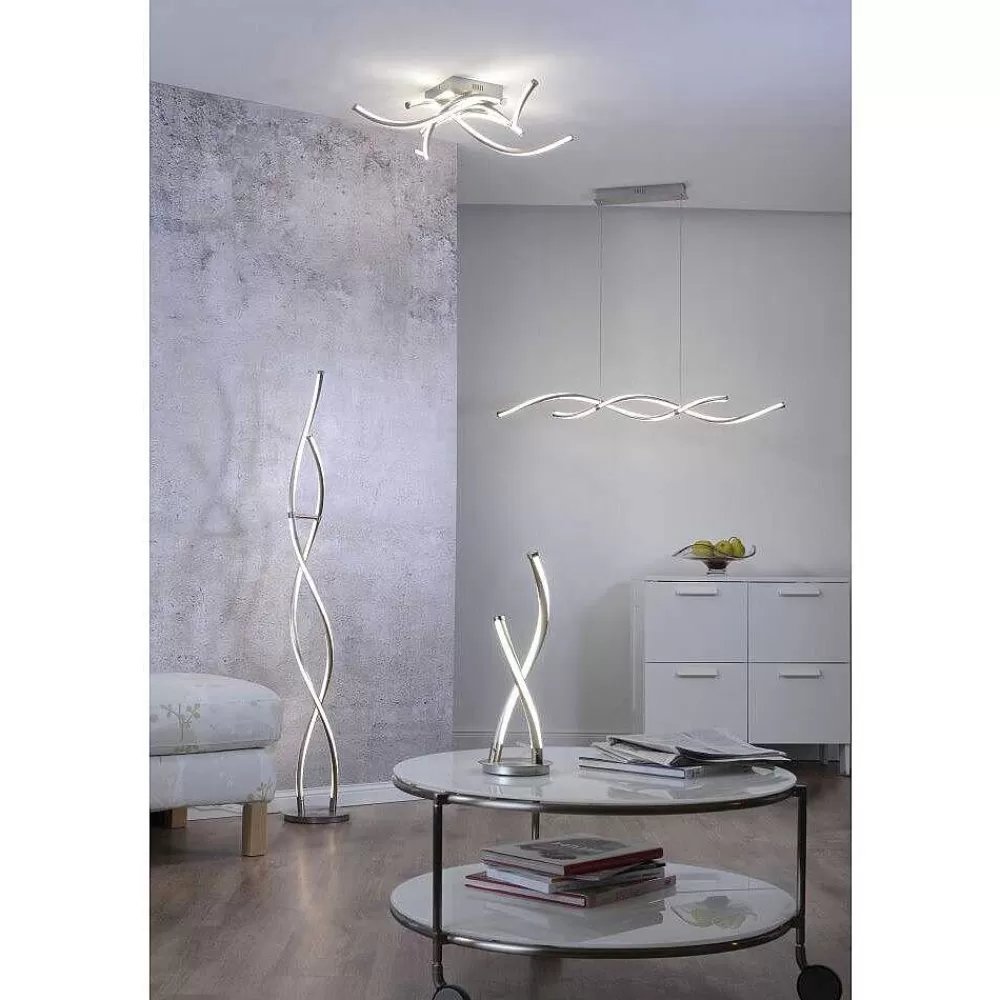 Paul Neuhaus Q-Serie Suspension Paul Neuhaus Q-Malina Led Nickel Mat, 2 Lumieres, Telecommandes