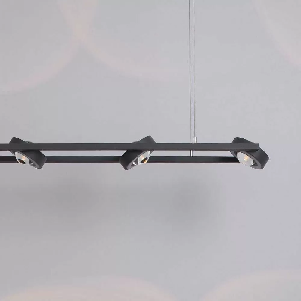 Paul Neuhaus Q-Serie Suspension Paul Neuhaus Q-Mia Led Anthracite, 16 Lumieres, Telecommandes, Changeur De Couleurs