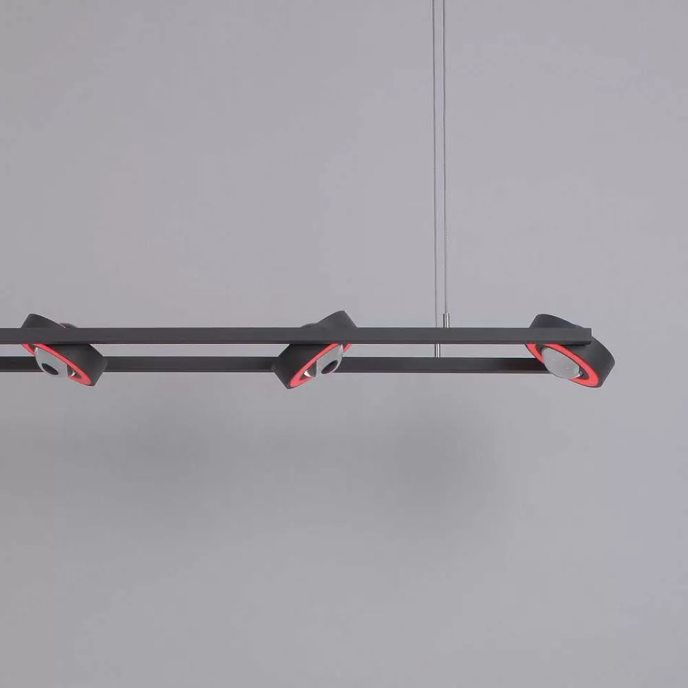 Paul Neuhaus Q-Serie Suspension Paul Neuhaus Q-Mia Led Anthracite, 16 Lumieres, Telecommandes, Changeur De Couleurs