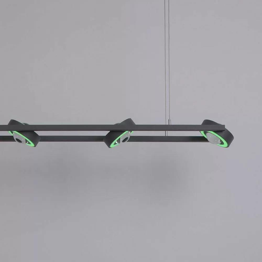 Paul Neuhaus Q-Serie Suspension Paul Neuhaus Q-Mia Led Anthracite, 16 Lumieres, Telecommandes, Changeur De Couleurs