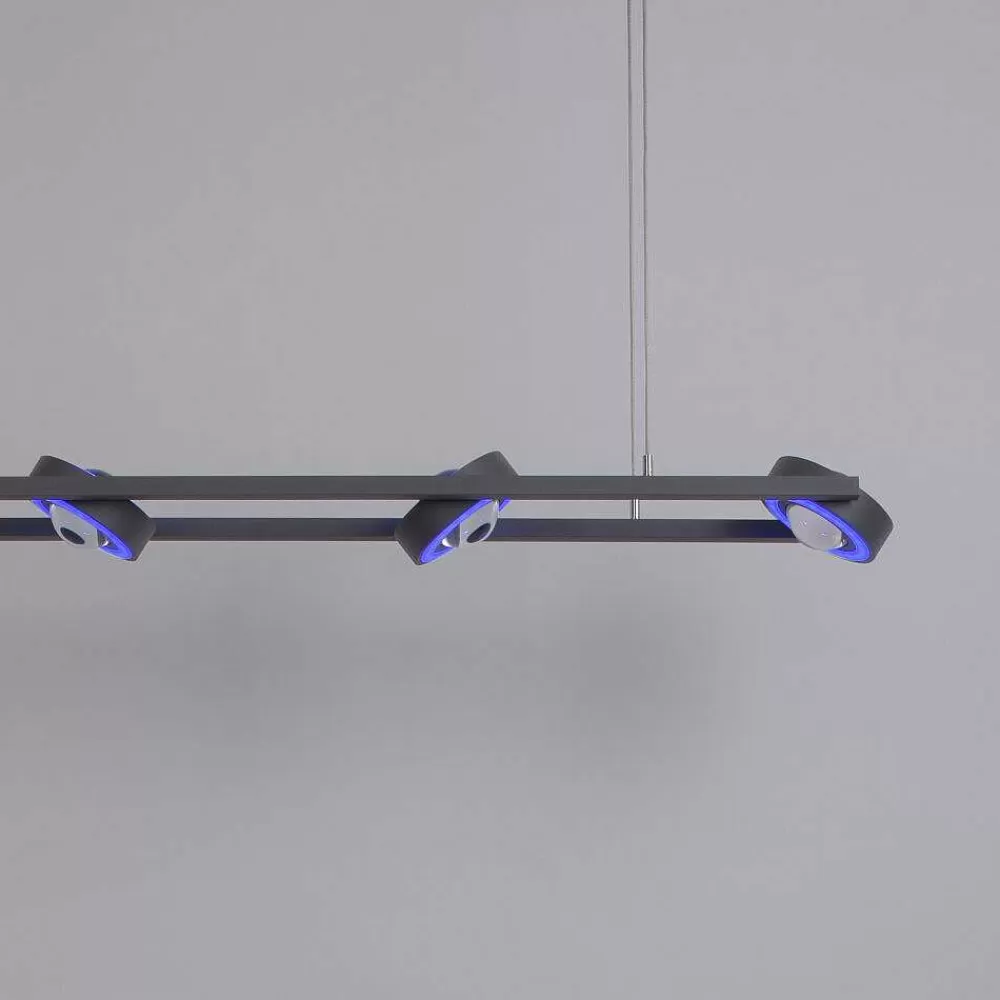 Paul Neuhaus Q-Serie Suspension Paul Neuhaus Q-Mia Led Anthracite, 16 Lumieres, Telecommandes, Changeur De Couleurs