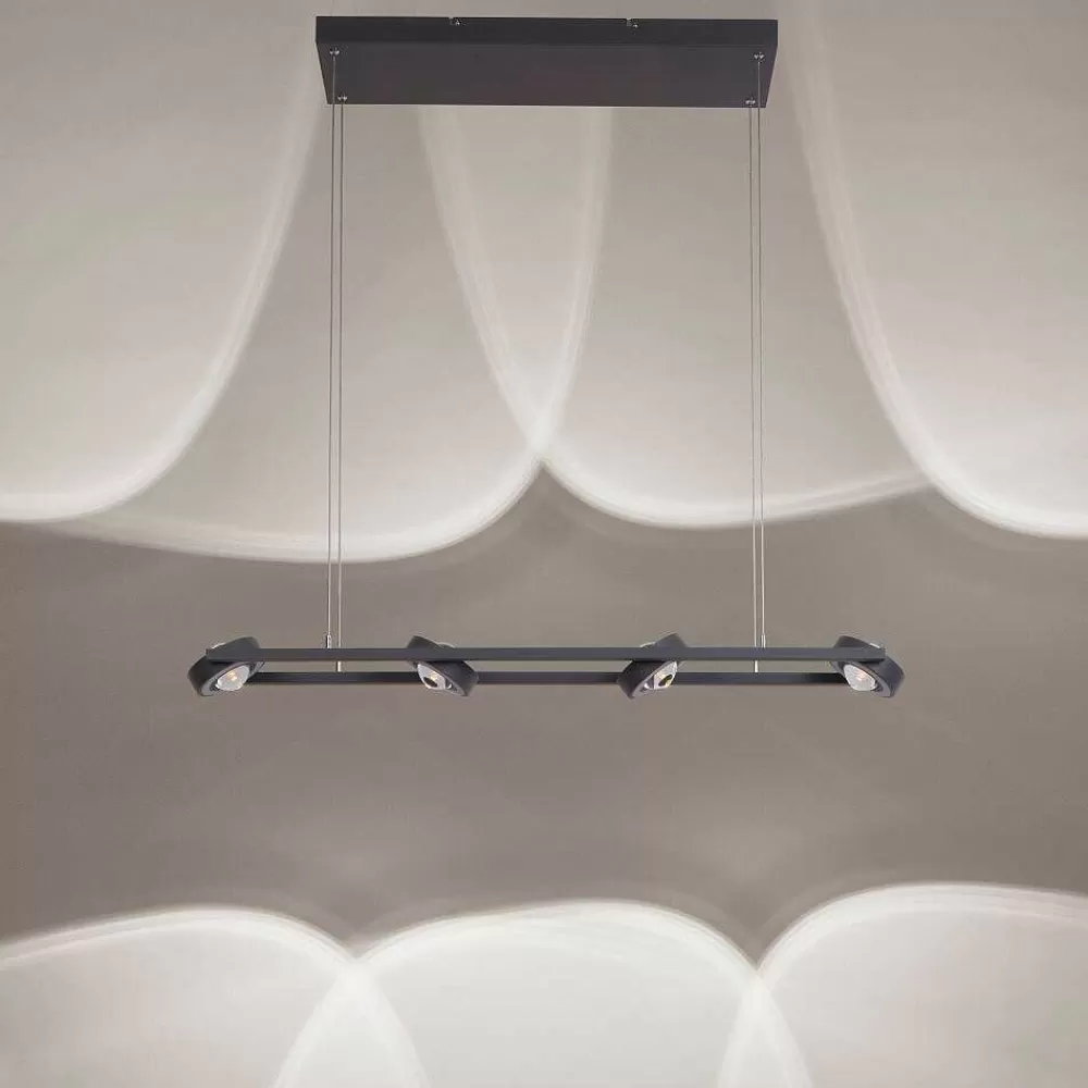 Paul Neuhaus Q-Serie Suspension Paul Neuhaus Q-Mia Led Anthracite, 16 Lumieres, Telecommandes, Changeur De Couleurs