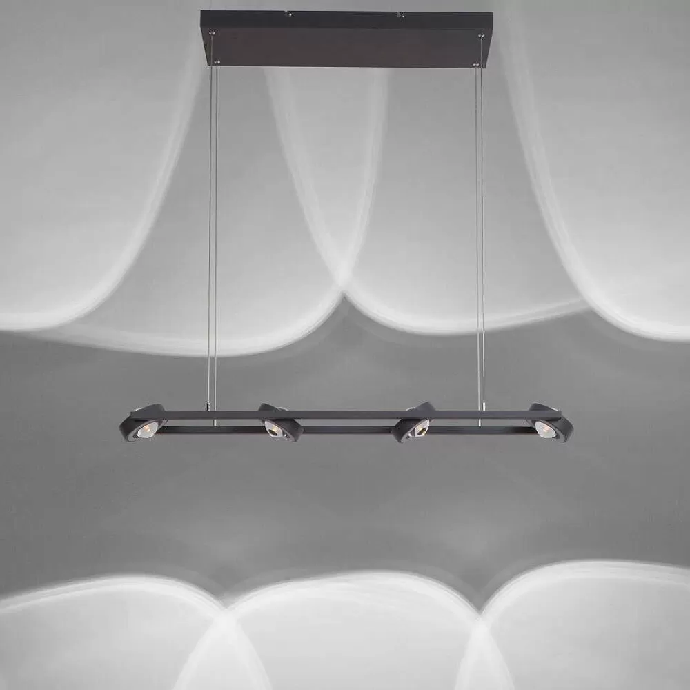 Paul Neuhaus Q-Serie Suspension Paul Neuhaus Q-Mia Led Anthracite, 16 Lumieres, Telecommandes, Changeur De Couleurs