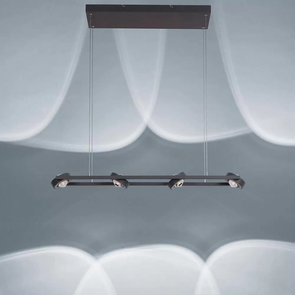 Paul Neuhaus Q-Serie Suspension Paul Neuhaus Q-Mia Led Anthracite, 16 Lumieres, Telecommandes, Changeur De Couleurs