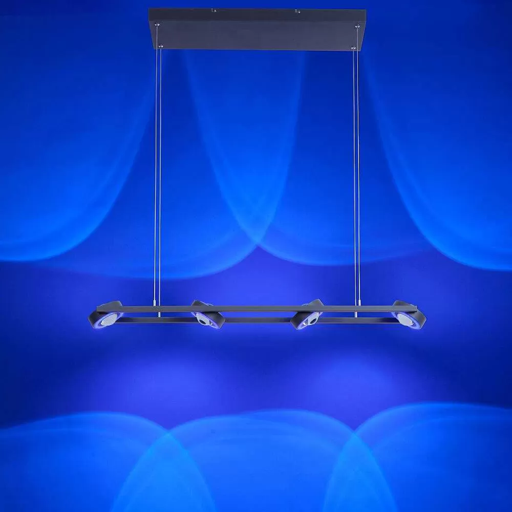Paul Neuhaus Q-Serie Suspension Paul Neuhaus Q-Mia Led Anthracite, 16 Lumieres, Telecommandes, Changeur De Couleurs