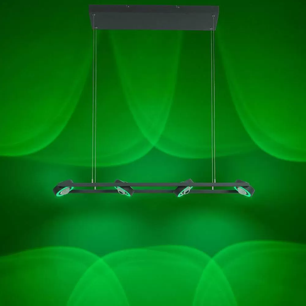 Paul Neuhaus Q-Serie Suspension Paul Neuhaus Q-Mia Led Anthracite, 16 Lumieres, Telecommandes, Changeur De Couleurs