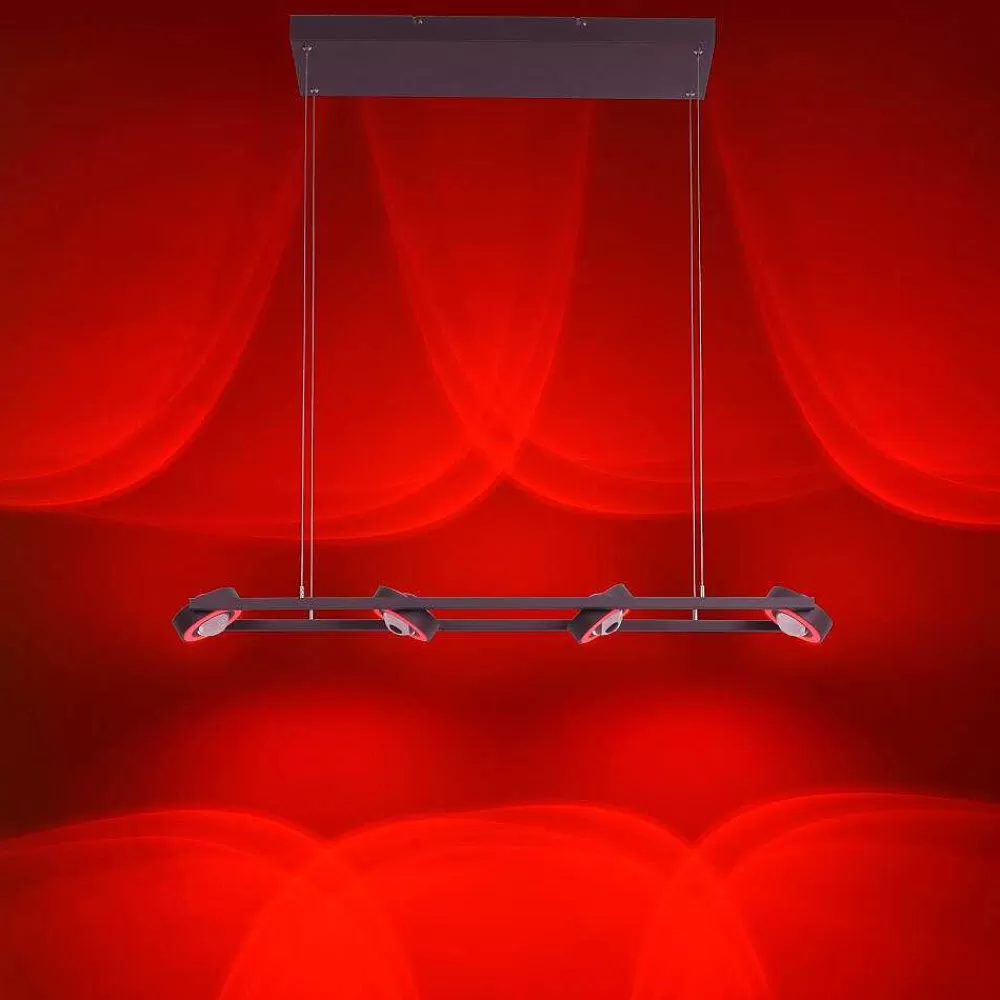 Paul Neuhaus Q-Serie Suspension Paul Neuhaus Q-Mia Led Anthracite, 16 Lumieres, Telecommandes, Changeur De Couleurs