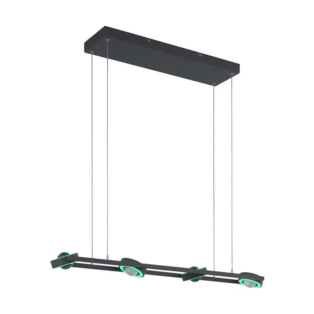 Paul Neuhaus Q-Serie Suspension Paul Neuhaus Q-Mia Led Anthracite, 16 Lumieres, Telecommandes, Changeur De Couleurs
