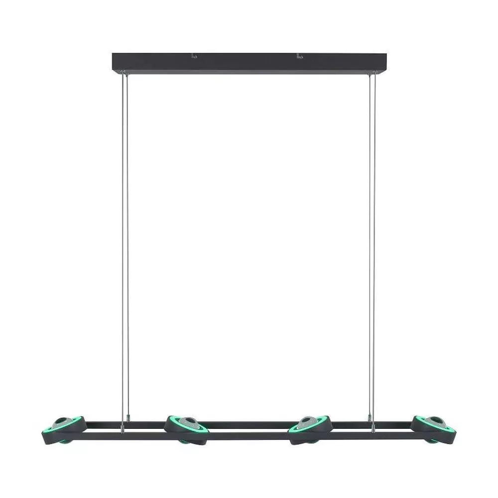 Paul Neuhaus Q-Serie Suspension Paul Neuhaus Q-Mia Led Anthracite, 16 Lumieres, Telecommandes, Changeur De Couleurs
