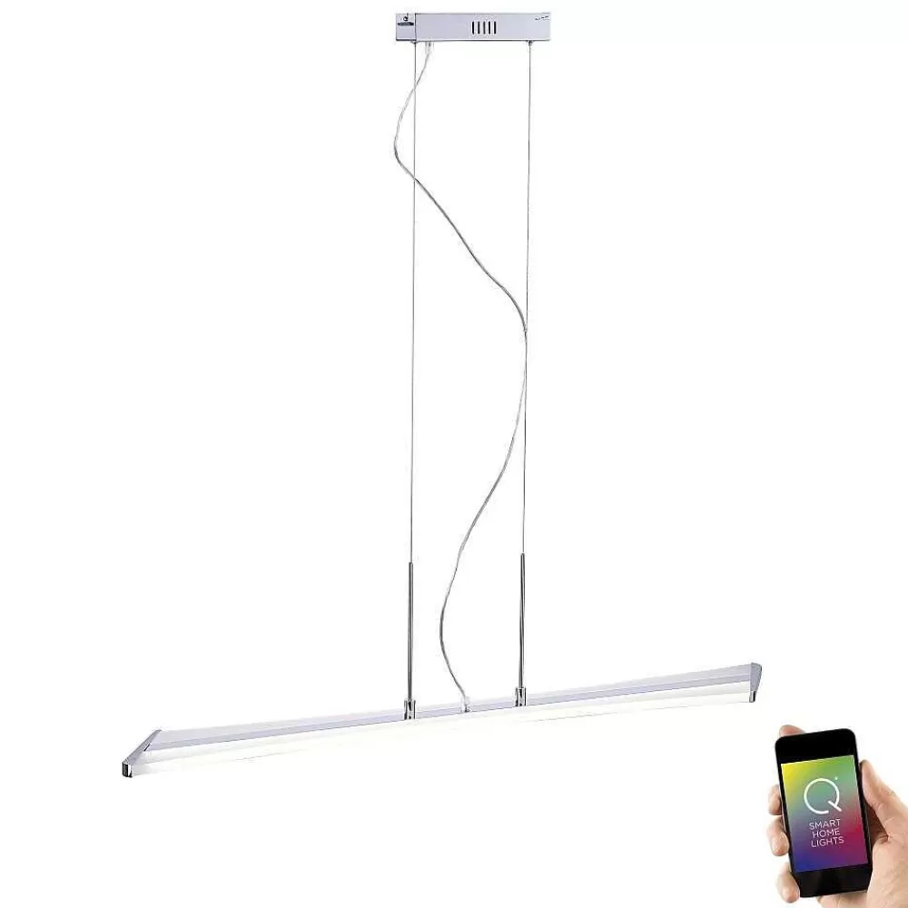 Paul Neuhaus Q-Serie Suspension Paul Neuhaus Q-Riller Led Chrome, 14 Lumieres, Telecommandes, Changeur De Couleurs