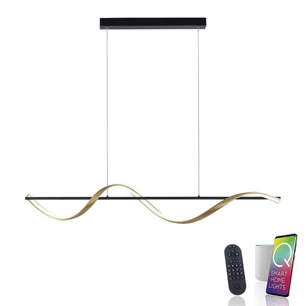 Paul Neuhaus Q-Serie Suspension Paul Neuhaus Q-Swing Led Anthracite, Or, 1 Lumiere, Telecommandes