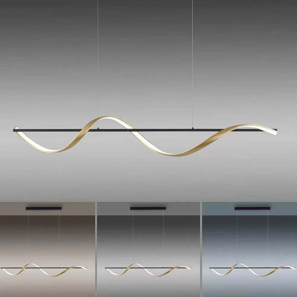 Paul Neuhaus Q-Serie Suspension Paul Neuhaus Q-Swing Led Anthracite, Or, 1 Lumiere, Telecommandes