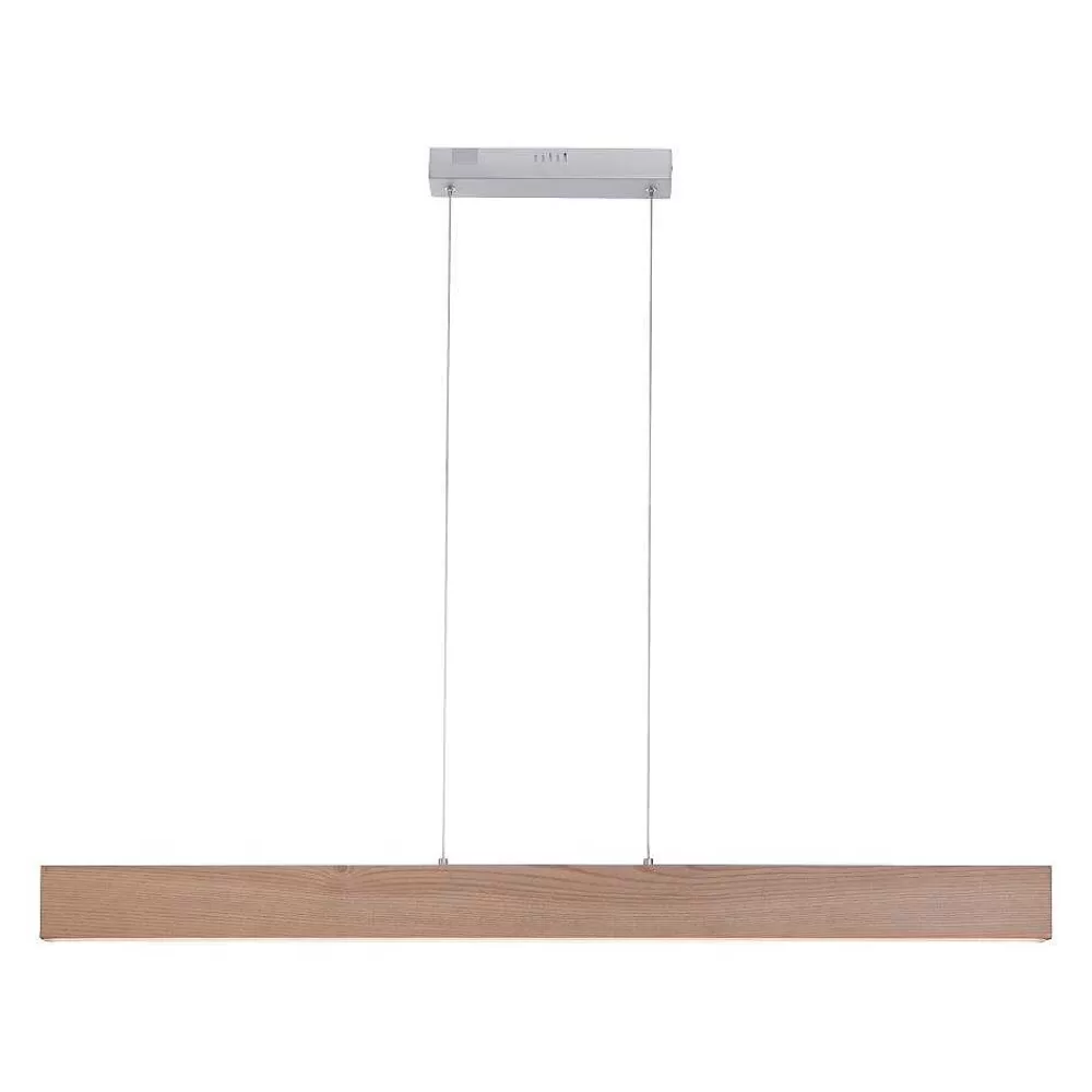Paul Neuhaus Q-Serie Suspension Paul Neuhaus Q-Timber Led Bois Clair, 1 Lumiere, Telecommandes