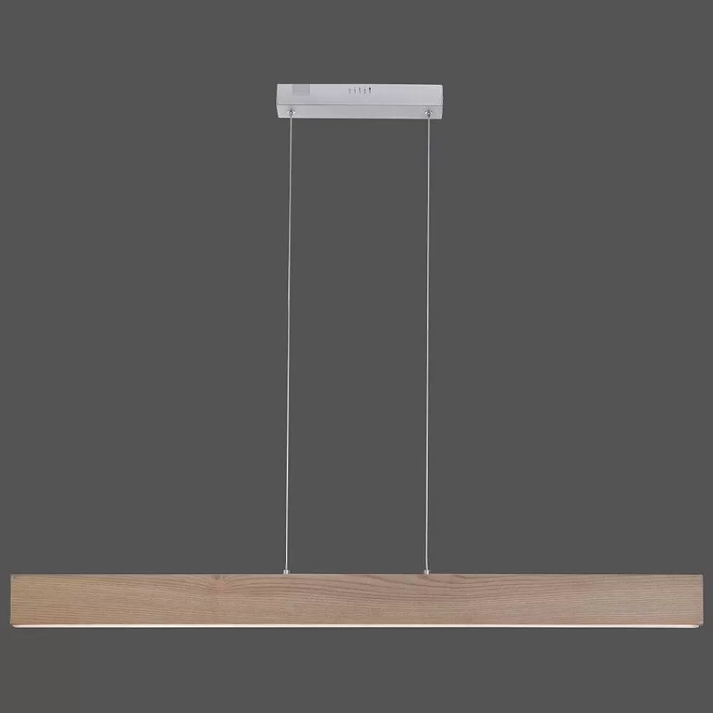 Paul Neuhaus Q-Serie Suspension Paul Neuhaus Q-Timber Led Bois Clair, 1 Lumiere, Telecommandes