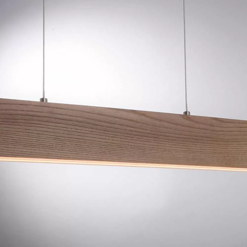 Paul Neuhaus Q-Serie Suspension Paul Neuhaus Q-Timber Led Bois Clair, 1 Lumiere, Telecommandes