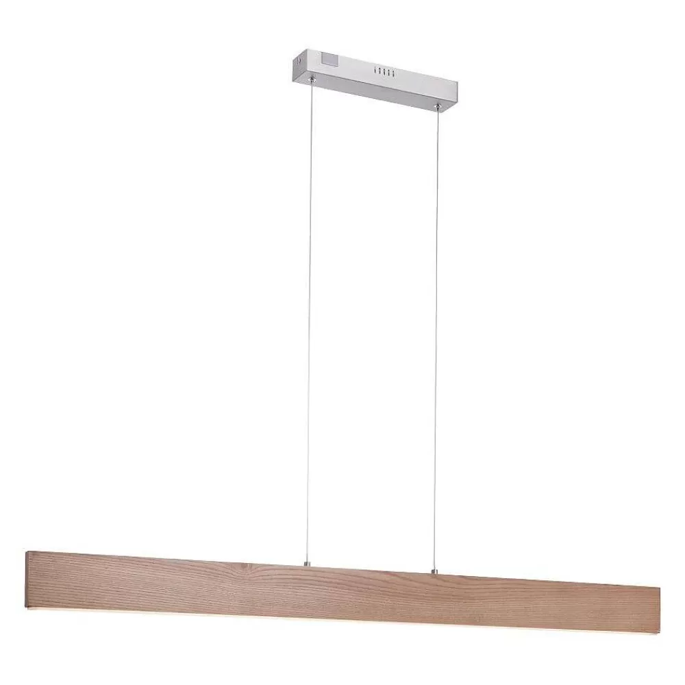 Paul Neuhaus Q-Serie Suspension Paul Neuhaus Q-Timber Led Bois Clair, 1 Lumiere, Telecommandes