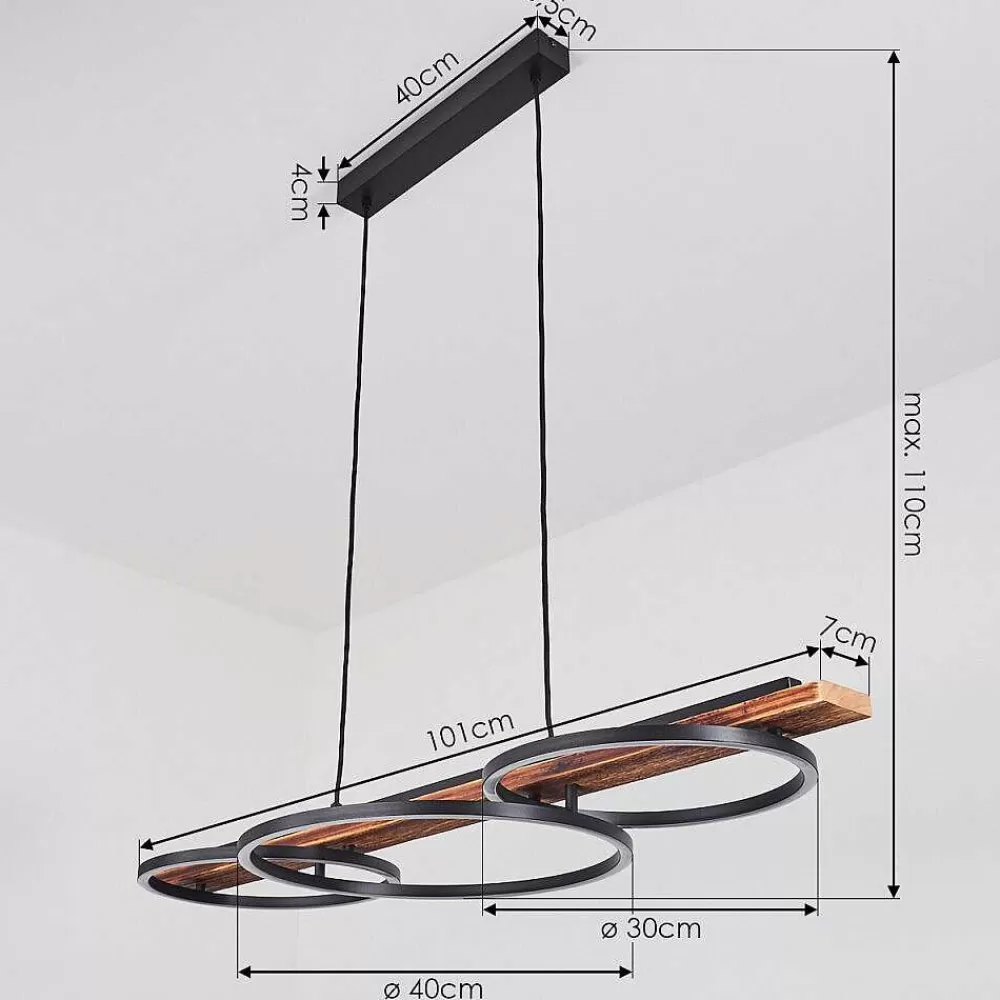 hofstein Suspension Pompu Led Brun, Noir, 3 Lumieres