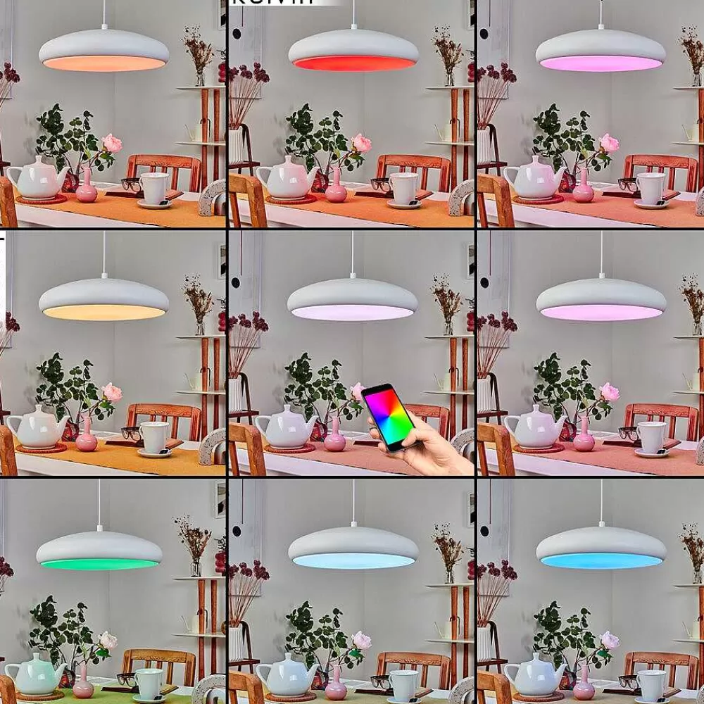 hofstein Suspension Rhone Led Blanc, 1 Lumiere, Changeur De Couleurs