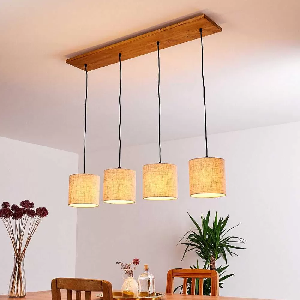 hofstein Suspension Shiburg Bois Clair, 4 Lumieres