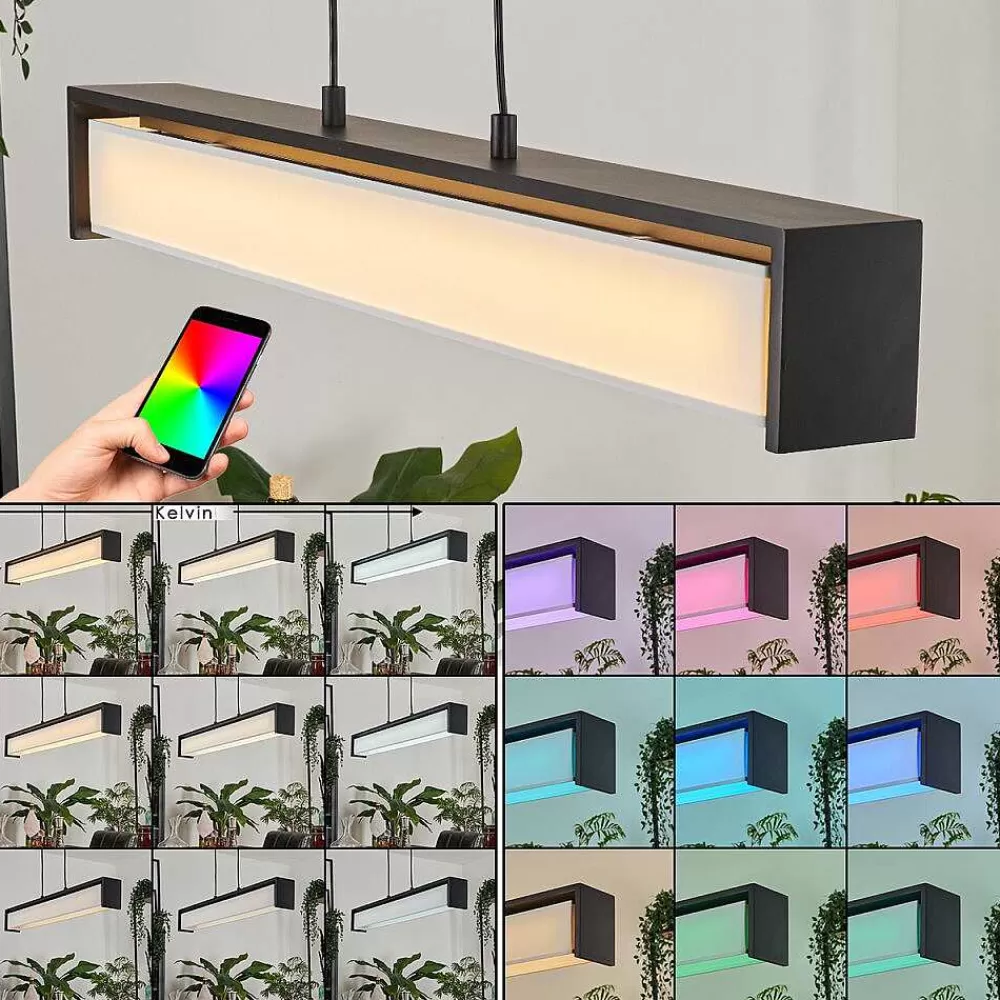 hofstein Suspension Siders Led Noir, 1 Lumiere, Changeur De Couleurs