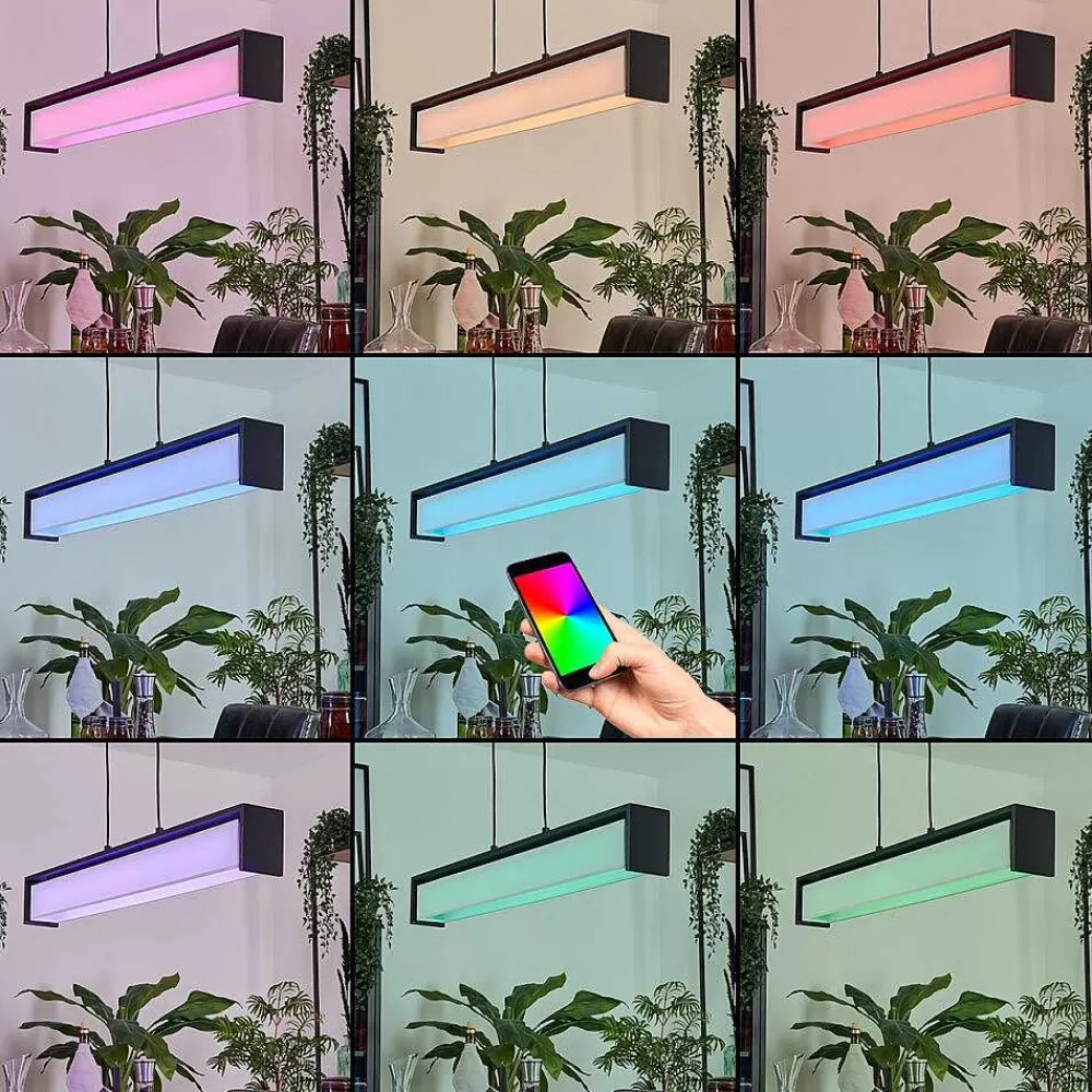 hofstein Suspension Siders Led Noir, 1 Lumiere, Changeur De Couleurs