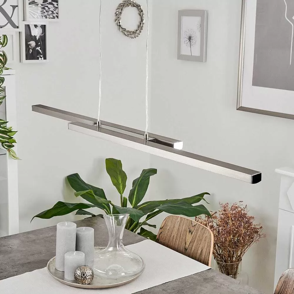 hofstein Suspension Tamizat Led Nickel Mat, 2 Lumieres, Changeur De Couleurs
