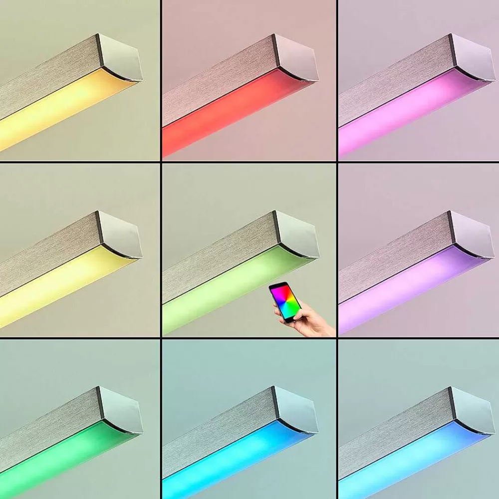 hofstein Suspension Tamizat Led Nickel Mat, 2 Lumieres, Changeur De Couleurs