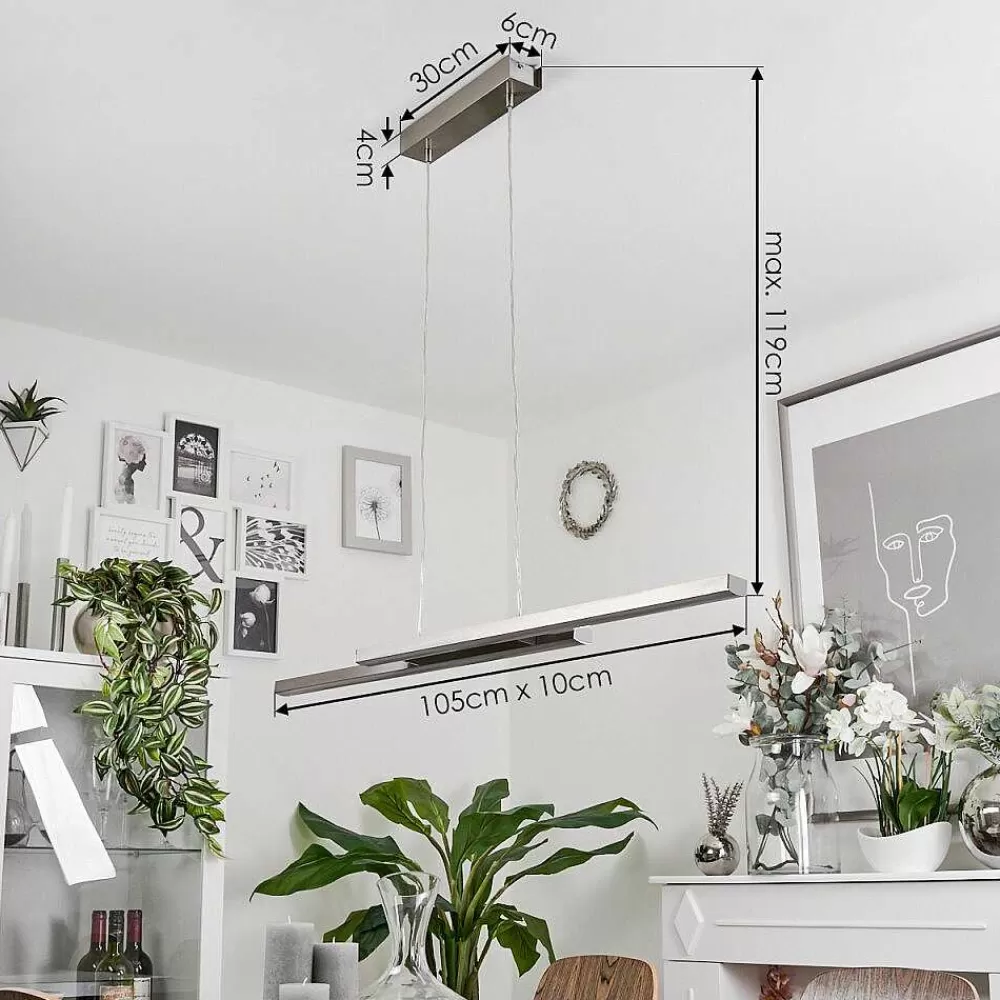 hofstein Suspension Tamizat Led Nickel Mat, 2 Lumieres, Changeur De Couleurs