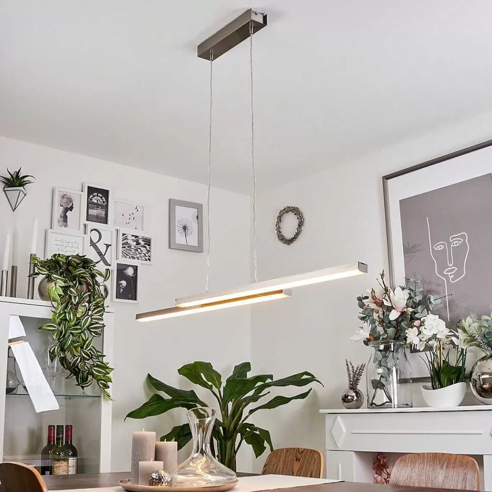 hofstein Suspension Tamizat Led Nickel Mat, 2 Lumieres, Changeur De Couleurs