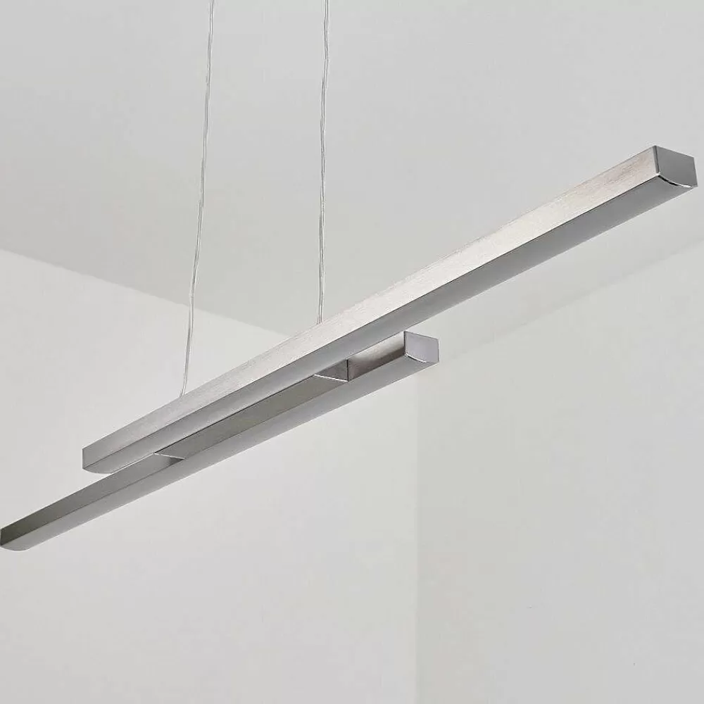 hofstein Suspension Tamizat Led Nickel Mat, 2 Lumieres, Changeur De Couleurs
