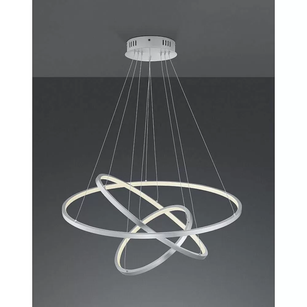 Luminaires Trio Suspension Trio Aaron Led Nickel Mat, 1 Lumiere, Telecommandes, Changeur De Couleurs