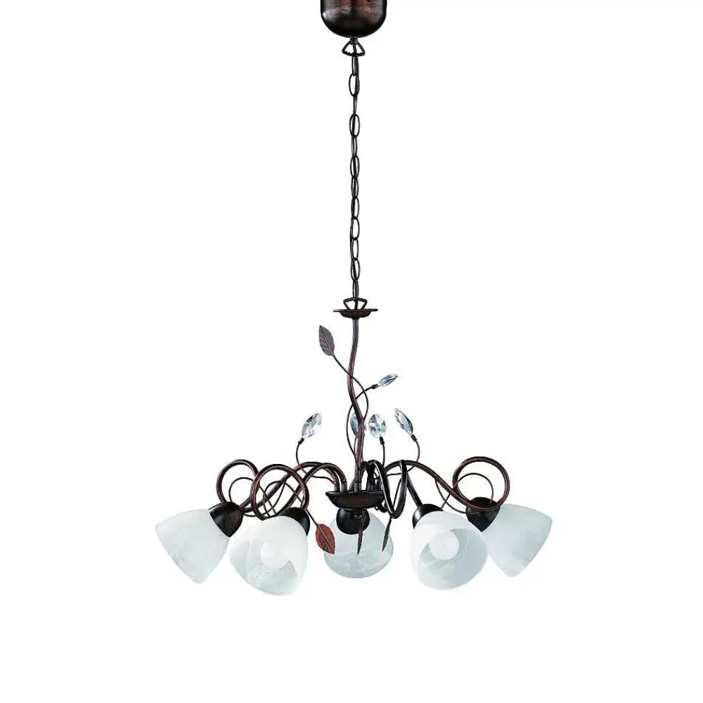 Luminaires Trio Suspension Trio-Leuchten Traditio Brun Fonce, Rouille, 5 Lumieres