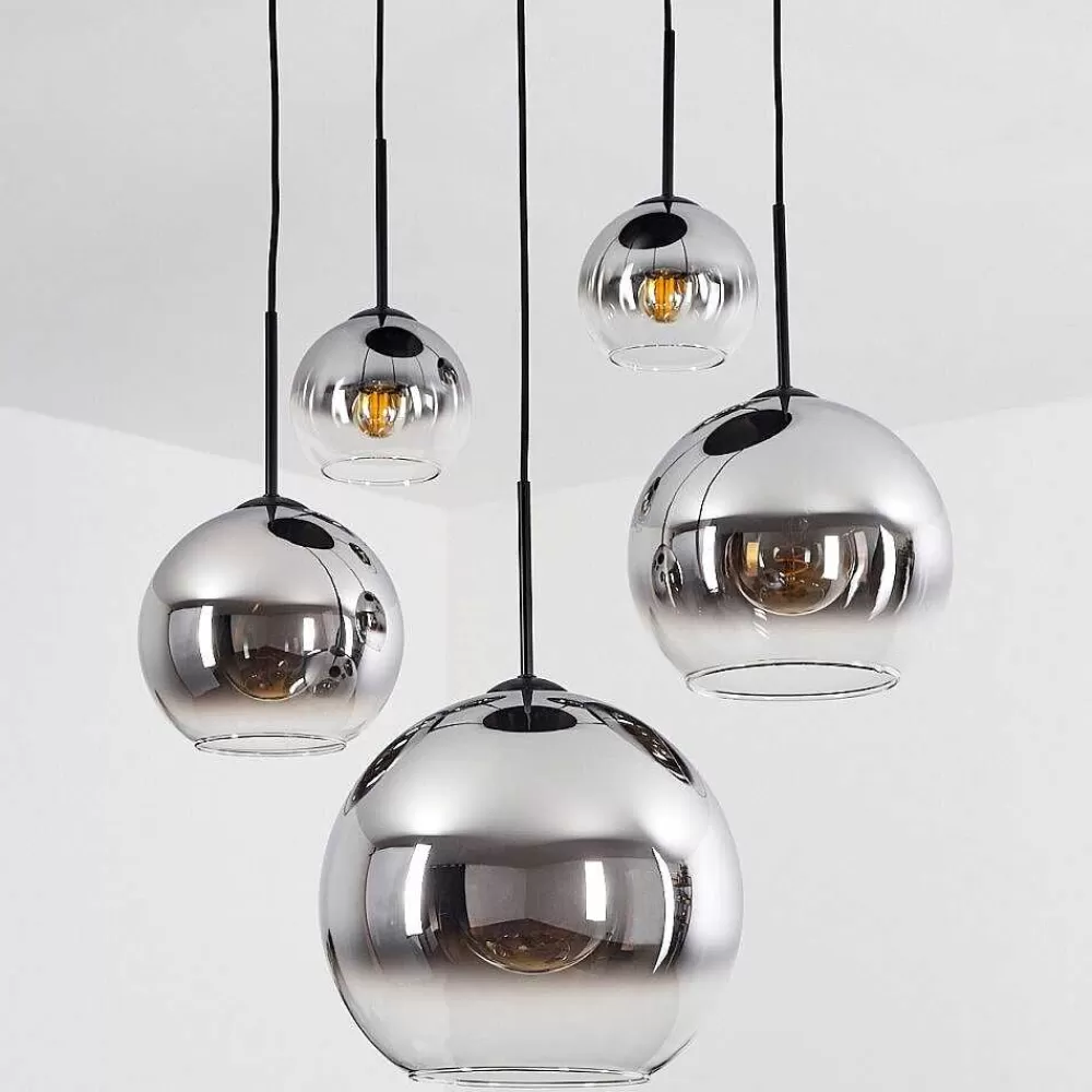 hofstein Suspension Verre 15 Cm, 20 Cm, 25 Cm, 30Cm Koyoto Chrome, Clair, Fume, 5 Lumieres