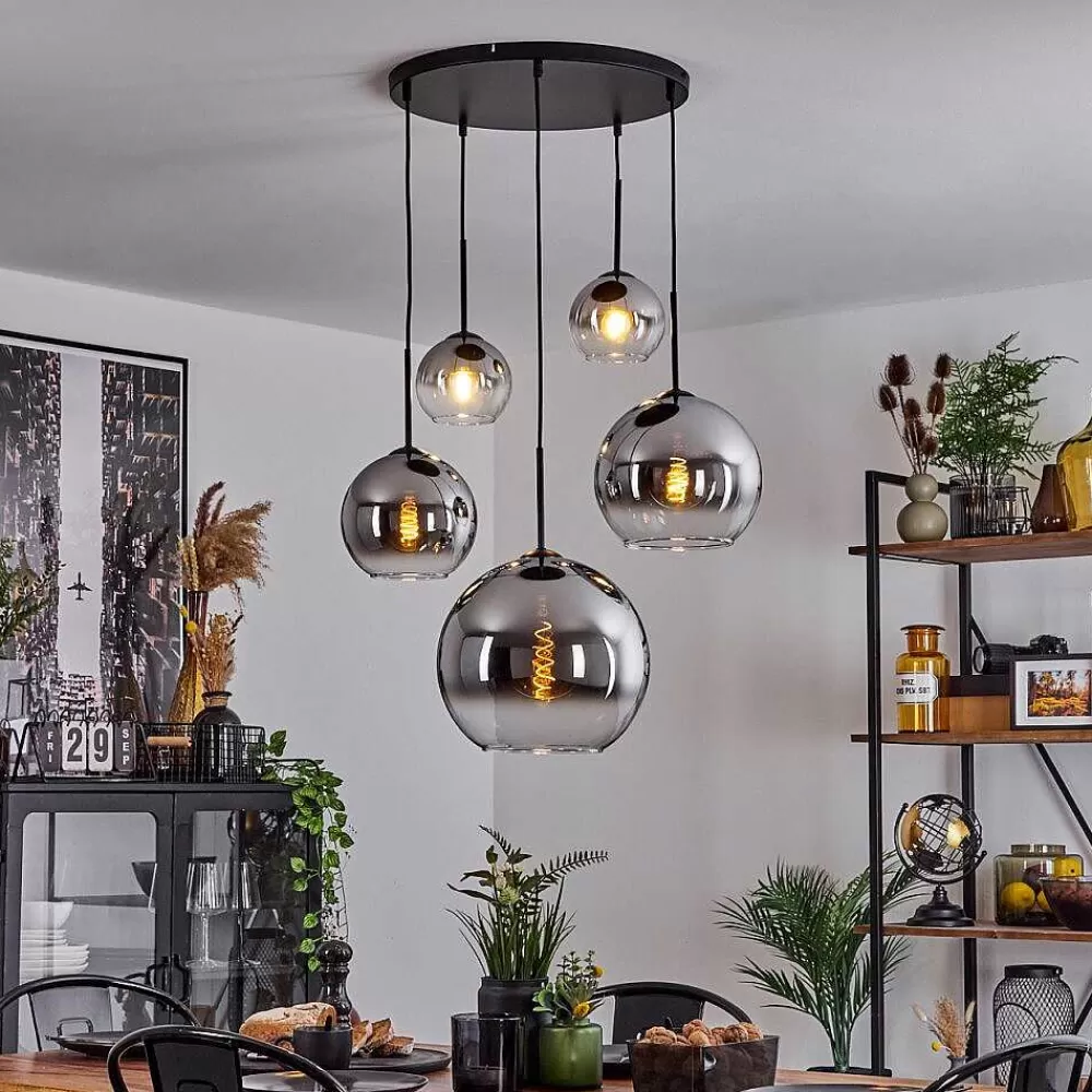 hofstein Suspension Verre 15 Cm, 20 Cm, 25 Cm, 30Cm Koyoto Chrome, Clair, Fume, 5 Lumieres