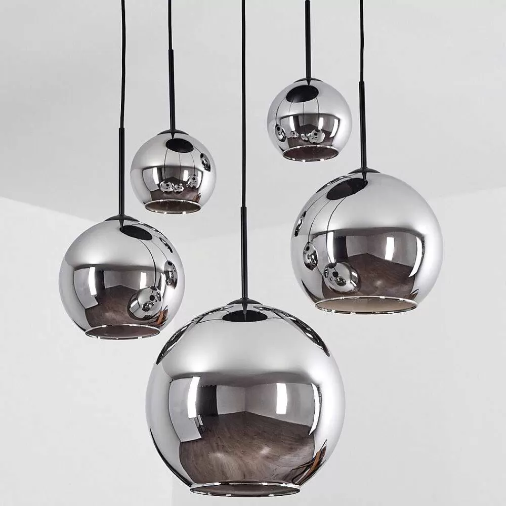 hofstein Suspension Verre 15 Cm, 20 Cm, 25 Cm, 30Cm Koyoto Chrome, Fume, 5 Lumieres