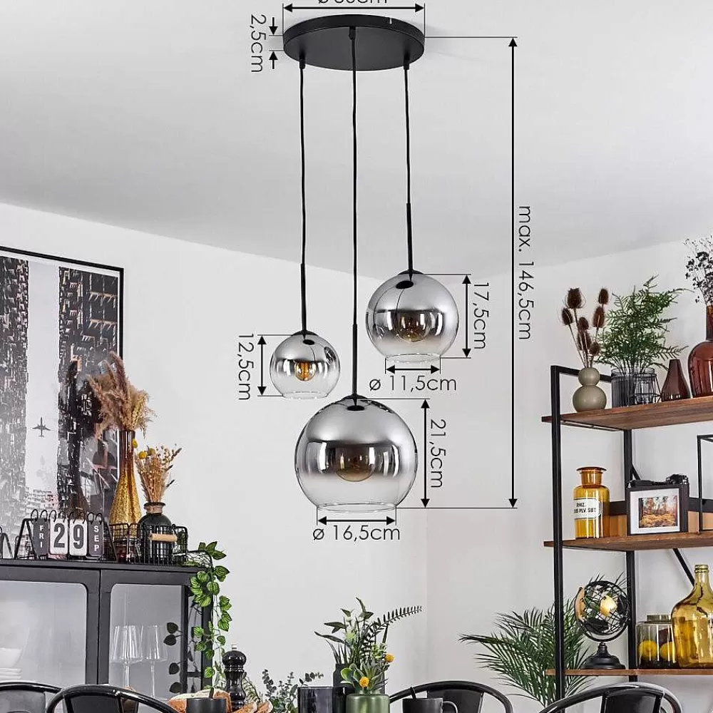 hofstein Suspension Verre 15 Cm, 20 Cm, 25 Cm Koyoto Clair, Fume, 3 Lumieres