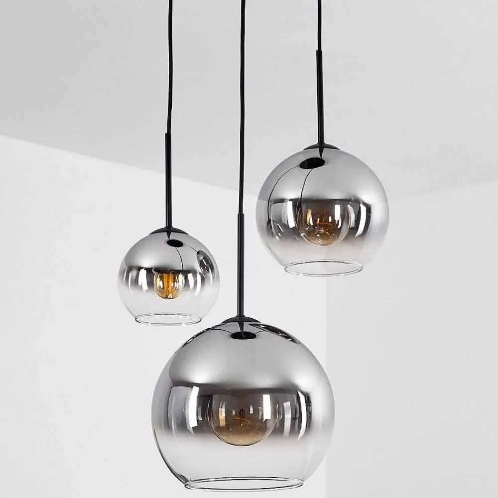 hofstein Suspension Verre 15 Cm, 20 Cm, 25 Cm Koyoto Clair, Fume, 3 Lumieres