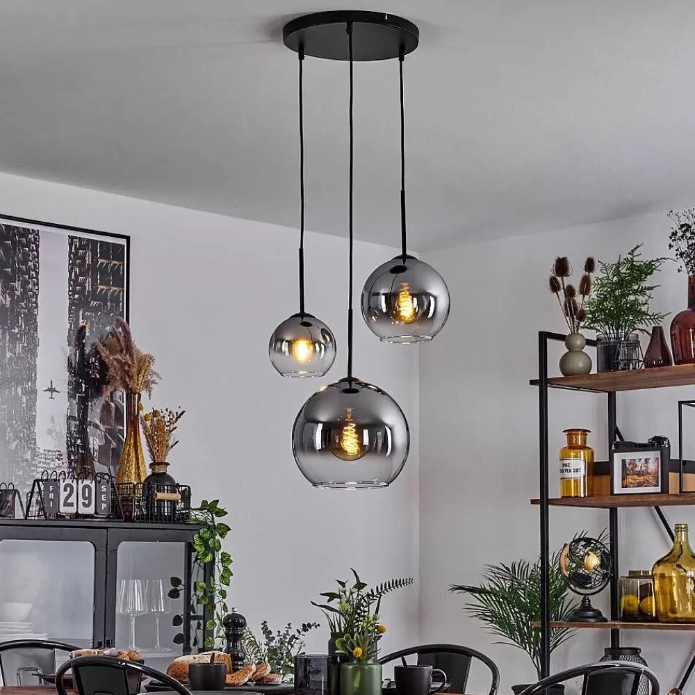 hofstein Suspension Verre 15 Cm, 20 Cm, 25 Cm Koyoto Clair, Fume, 3 Lumieres