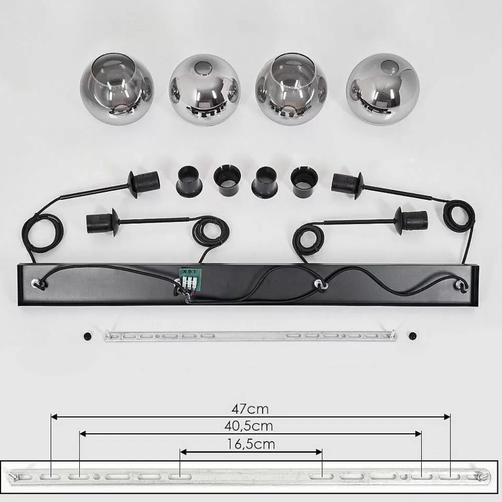 hofstein Suspension Verre 15 Cm Koyoto Clair, Fume, 4 Lumieres