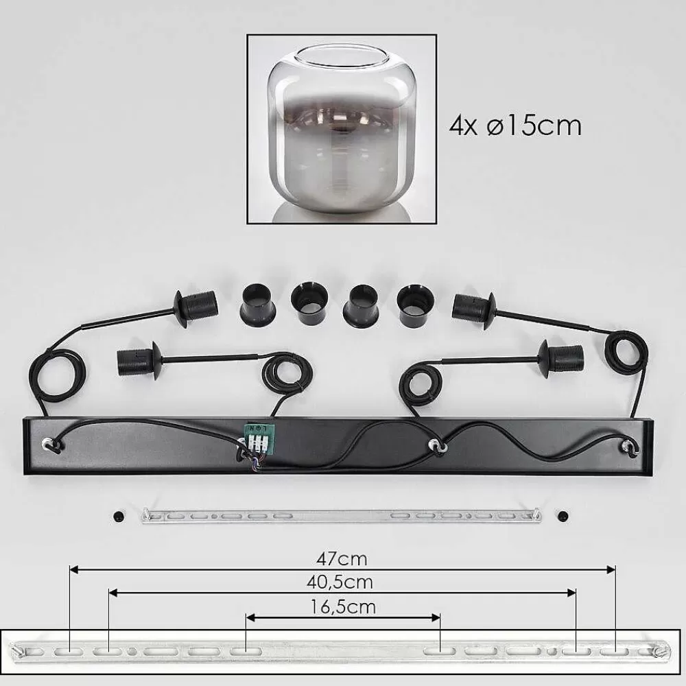 hofstein Suspension Verre 15 Cm Lauden Clair, Fume, 4 Lumieres