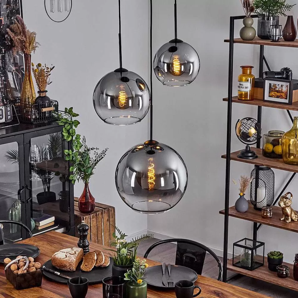 hofstein Suspension Verre 20 Cm, 25 Cm, 30Cm Koyoto Clair, Fume, 3 Lumieres