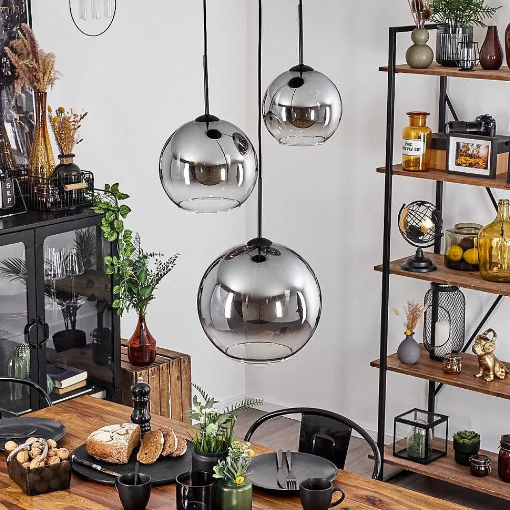 hofstein Suspension Verre 20 Cm, 25 Cm, 30Cm Koyoto Clair, Fume, 3 Lumieres