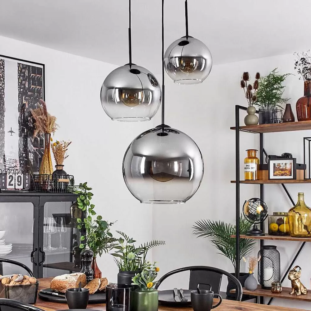 hofstein Suspension Verre 20 Cm, 25 Cm, 30Cm Koyoto Clair, Fume, 3 Lumieres