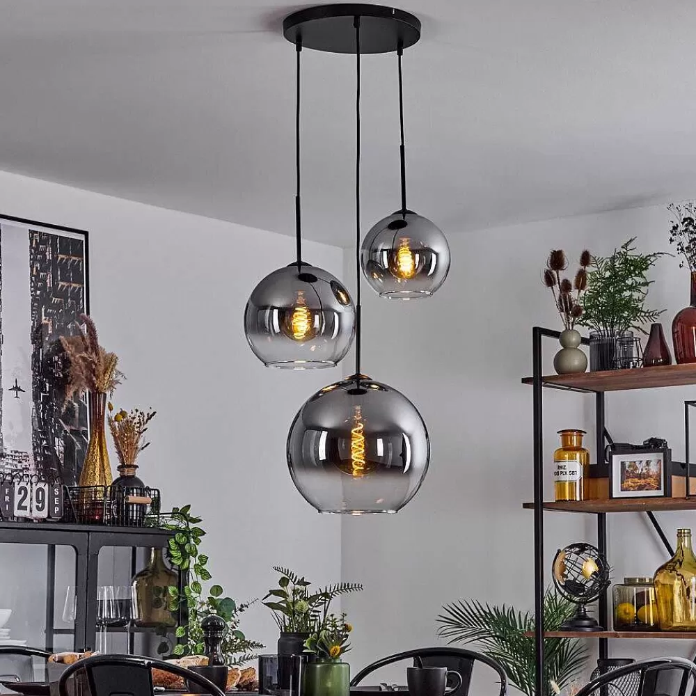 hofstein Suspension Verre 20 Cm, 25 Cm, 30Cm Koyoto Clair, Fume, 3 Lumieres