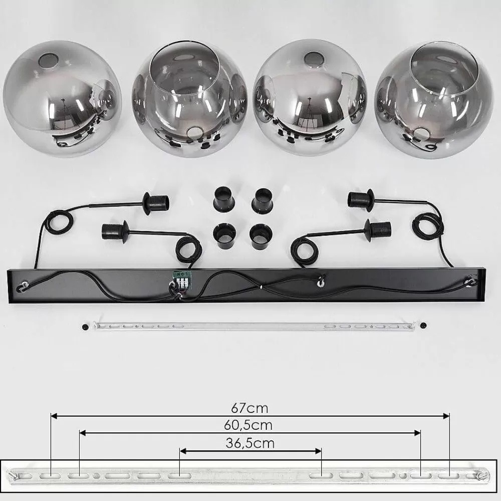 hofstein Suspension Verre 30 Cm Koyoto Clair, Fume, 4 Lumieres